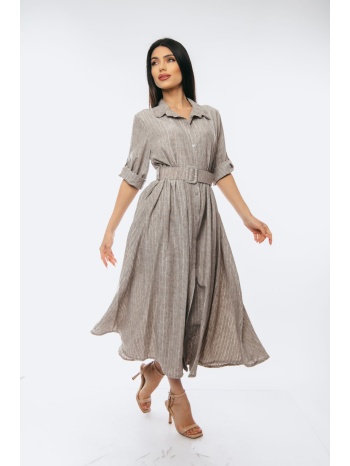 φορεμα μακρυ με ζωνη μπεζ μπεζ σε προσφορά