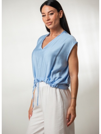 μπλουζα με ve και κορδονια σιέλ