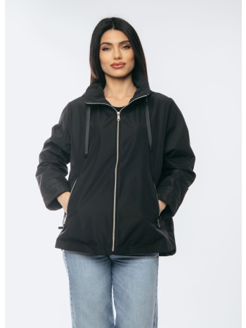 μπουφαν με κουκουλα και χρυσα φερμουαρ μαύρο σε προσφορά