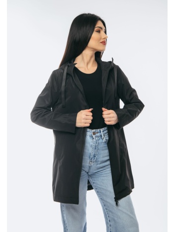 μπουφαν με κουκουλα και φερμουαρ μαύρο σε προσφορά