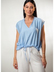 μπλουζα με ve και κορδονια μπεζ