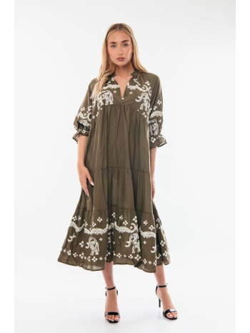 φορεμα midi με κεντητες λεπτομερειες μαύρο σε προσφορά