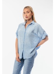 πουκαμισο με γυριστο μανικι σιέλ