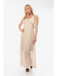 φορεμα μακρυ μπεζ