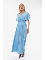 φορεμα μακρυ κρουαζε με λαστιχο στην μεση σιέλ