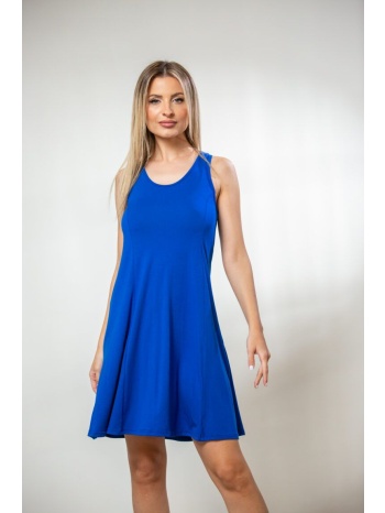 φορεμα amaniko χιαστη πλατη μπλε ρουά σε προσφορά