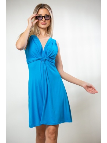 φορεμα amaniko κοντο με κομπο τιρκουάζ σε προσφορά