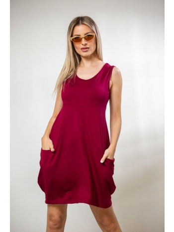 φορεμα κοντο με τσεπες μπορντό σε προσφορά