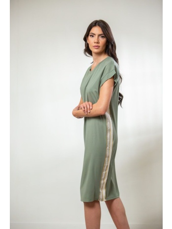 φορεμα midi με ριγα στο πλαι χακί σε προσφορά