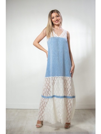 φορεμα μακρυ αμανικο με δαντελα άσπρο σε προσφορά