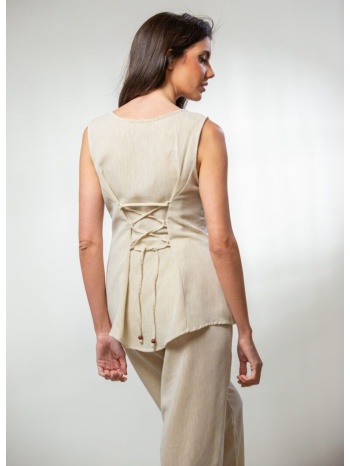 μπλουζα με κορδονι στην πλατη μπεζ σε προσφορά