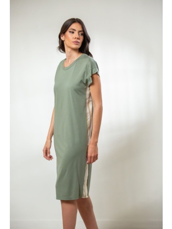 φορεμα midi με ριγα στο πλαι μπεζ σε προσφορά