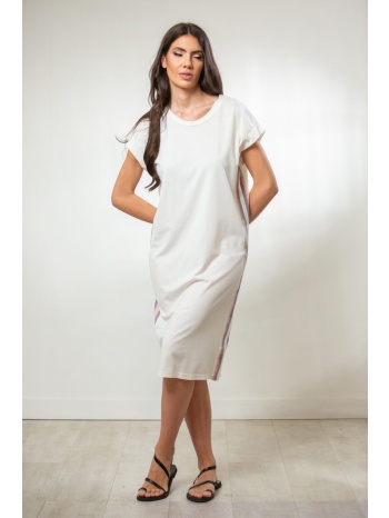 φορεμα midi με ριγα στο πλαι άσπρο σε προσφορά