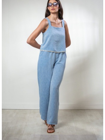 μπλουζα με τιραντα και τρεσα στο τελειωμα τζιν σε προσφορά