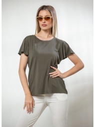 μπλουζα με διπλη ραντα χακί