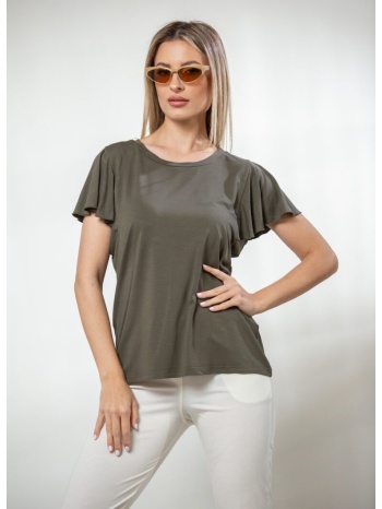 μπλουζα με διπλη ραντα χακί σε προσφορά