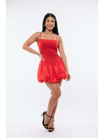 φορεμα με τιραντες & balloon τελειωμα κοκκινο κόκκινο σε προσφορά