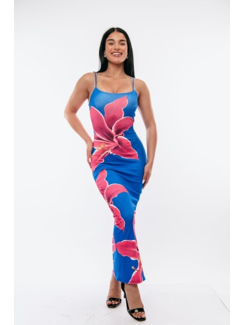 φορεμα εμπριμε με τιραντες μπλε ρουά σε προσφορά