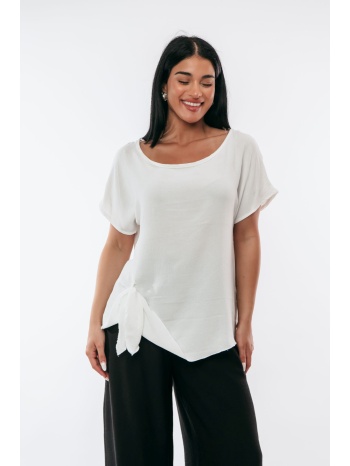 μπλουζα με δεσιμο στο πλαι άσπρο σε προσφορά