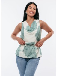 μπλουζα εμπριμε με ζωνη μεντα μέντα