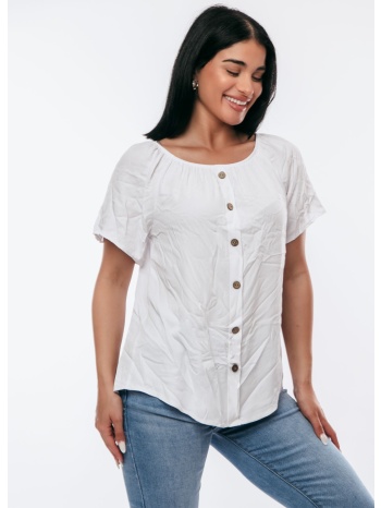 μπλουζα με λαστιχο και κουμπια άσπρο σε προσφορά