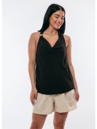 μπλουζα ντραπε με χρυση λεπτομερεια μαυρο μαύρο