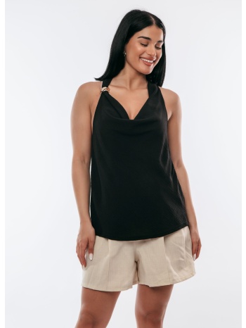 μπλουζα ντραπε με χρυση λεπτομερεια μαυρο μαύρο σε προσφορά