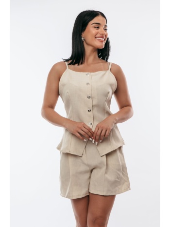 μπλουζοπουκαμισο με τιραντες μπεζ σε προσφορά