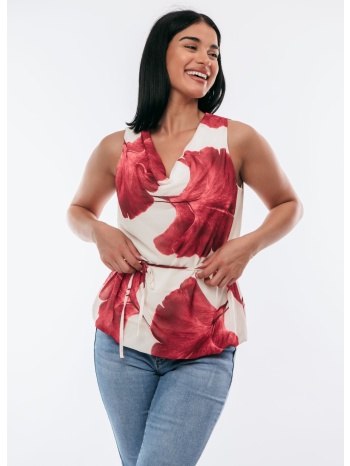 μπλουζα εμπριμε με ζωνη κοκκινο κόκκινο σε προσφορά