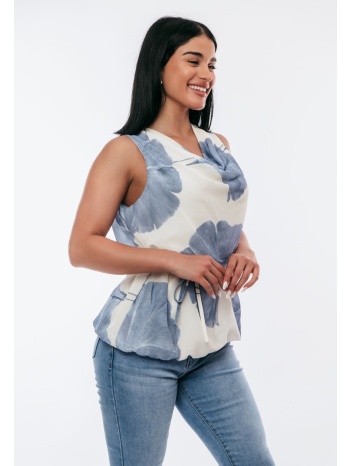 μπλουζα εμπριμε με ζωνη μπλε σε προσφορά