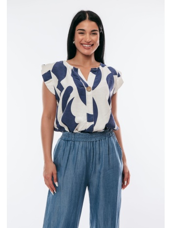 μπλουζα εμπριμε με βολαν μπλε σε προσφορά