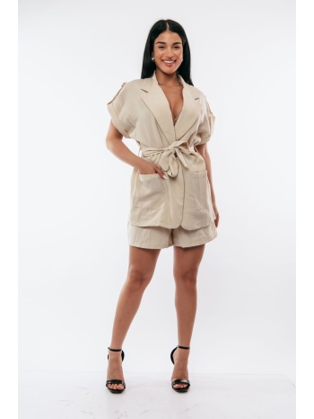 σετ σακακι & σορτς με ζωνη μαύρο σε προσφορά