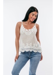 μπλουζα αμανικη δαντελα ασπρο