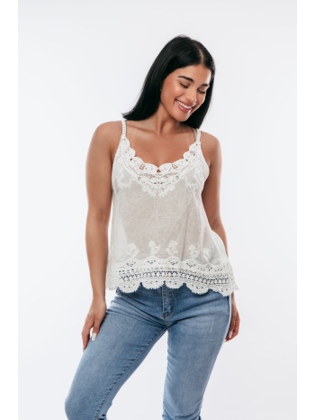 μπλουζα αμανικη δαντελα ασπρο σε προσφορά