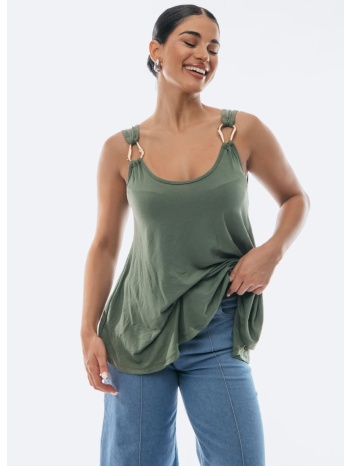 μπλουζα με χρυσα κρικακια χακι χακί σε προσφορά