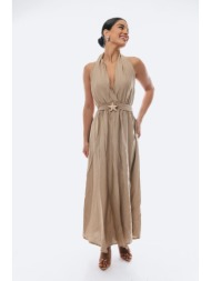 φορεμα με ανοιχτη πλατη μπεζ