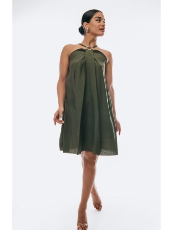 φορεμα κοντο με χρυσο κρικο χακί σε προσφορά