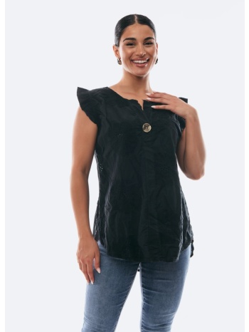 μπλουζα αμανικη με βολαν μαύρο σε προσφορά
