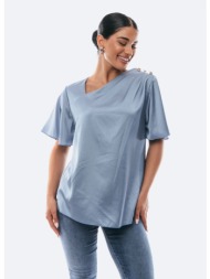 μπλουζα σατεν με χρυσα κουμπια σιέλ