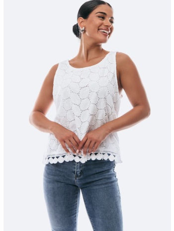 μπλουζα αμανικη κιπουρ άσπρο σε προσφορά