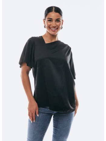 μπλουζα σατεν με χρυσα κουμπια μαύρο σε προσφορά