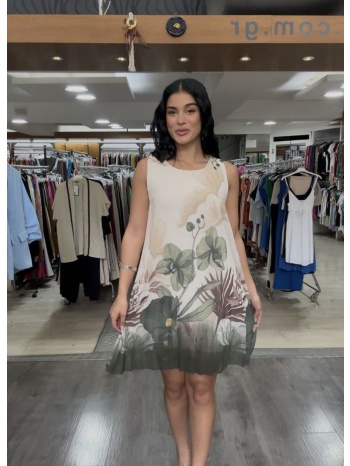 φορεμα αμανικο εμπριμε χακί σε προσφορά