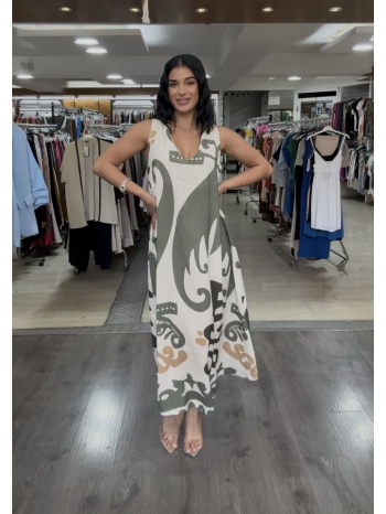 φορεμα αμανικο εμπριμε χακί σε προσφορά