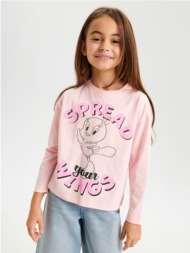 sinsay - μακρυμάνικη μπλούζα looney tunes - ροζ παστελ