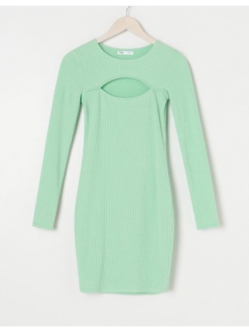 sinsay - mini φόρεμα με ύφανση ριμπ - ανοιχτο πρασινο
