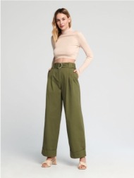 sinsay - παντελόνι με ζώνη - σκουρο πρασινο