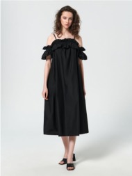 sinsay - maxi φόρεμα με λεπτομέρειες από βολάν - μαυρο