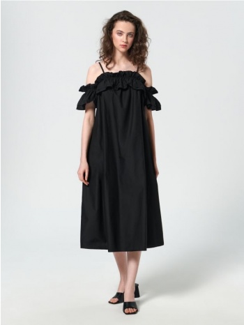 sinsay - maxi φόρεμα με λεπτομέρειες από βολάν - μαυρο σε προσφορά
