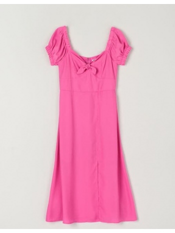 sinsay - midi φόρεμα με λεπτομέρεια από φιόγκο - ροζ σε προσφορά