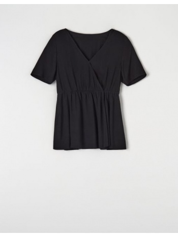 sinsay - μπλούζα με σούρες - μαυρο σε προσφορά